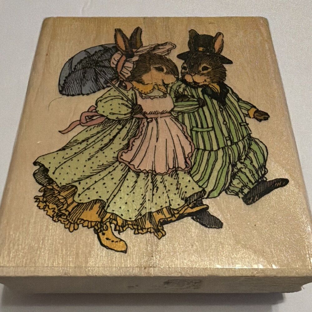 Holly Pond Hill J13026 Leon & Elizabeth Stubblefield Bunnies Wood Rubber Stamp